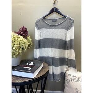 Wooden Ships Striped Gray and White Women's Sweater